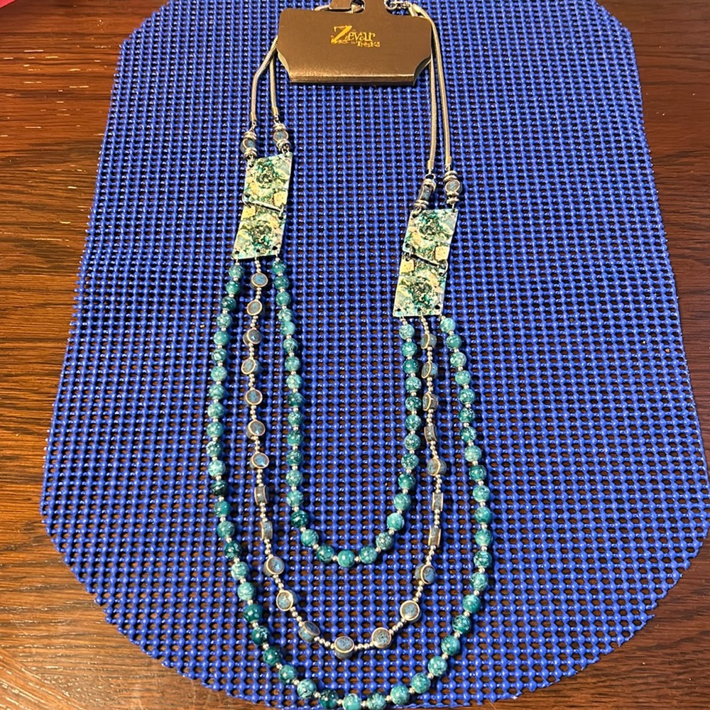 NWT Zevar by Treska Triple Row Turquoise Beaded Long Necklace